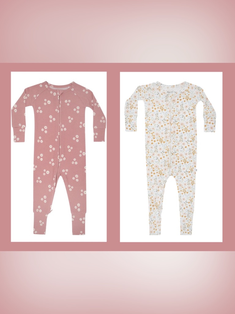 Bundle of 2 Brave Little Ones Zip-Up Ribbed Pajamas - 12 Mo